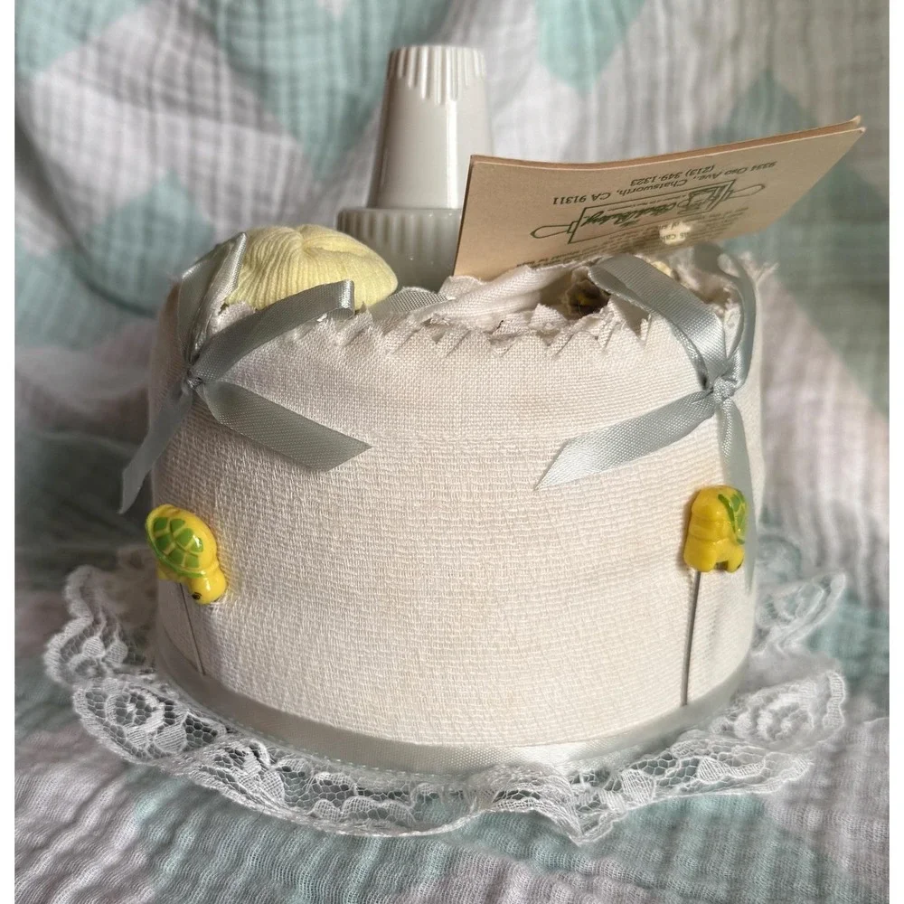 Vintage Baby Shower Diaper Cake with Original Tag – Preserved 1983 Keepsake